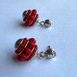 Brighton  silver post earring with red beads